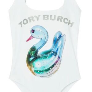 Tory Burch White Swimsuit with Colorful Swan
